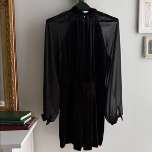 Express Black Sheer Sleeve Jumpsuit